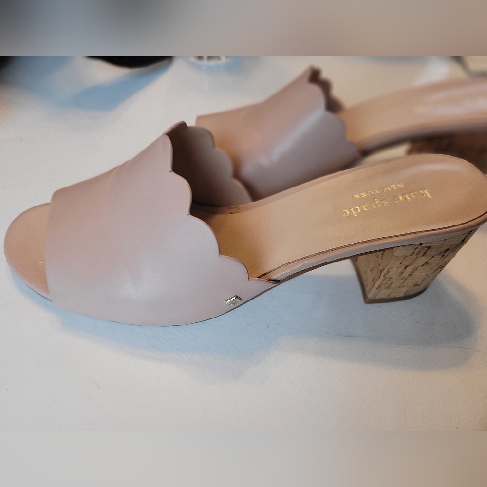 kate spade blush pink scalloped mule sandals